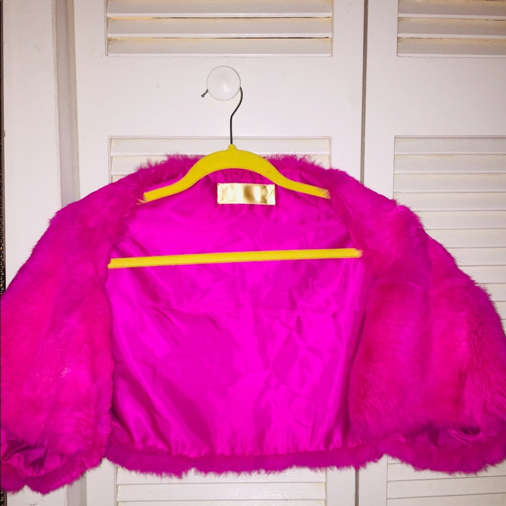 Vintage Pink Rabbit Fur Short Sleeve Jacket/Shawl